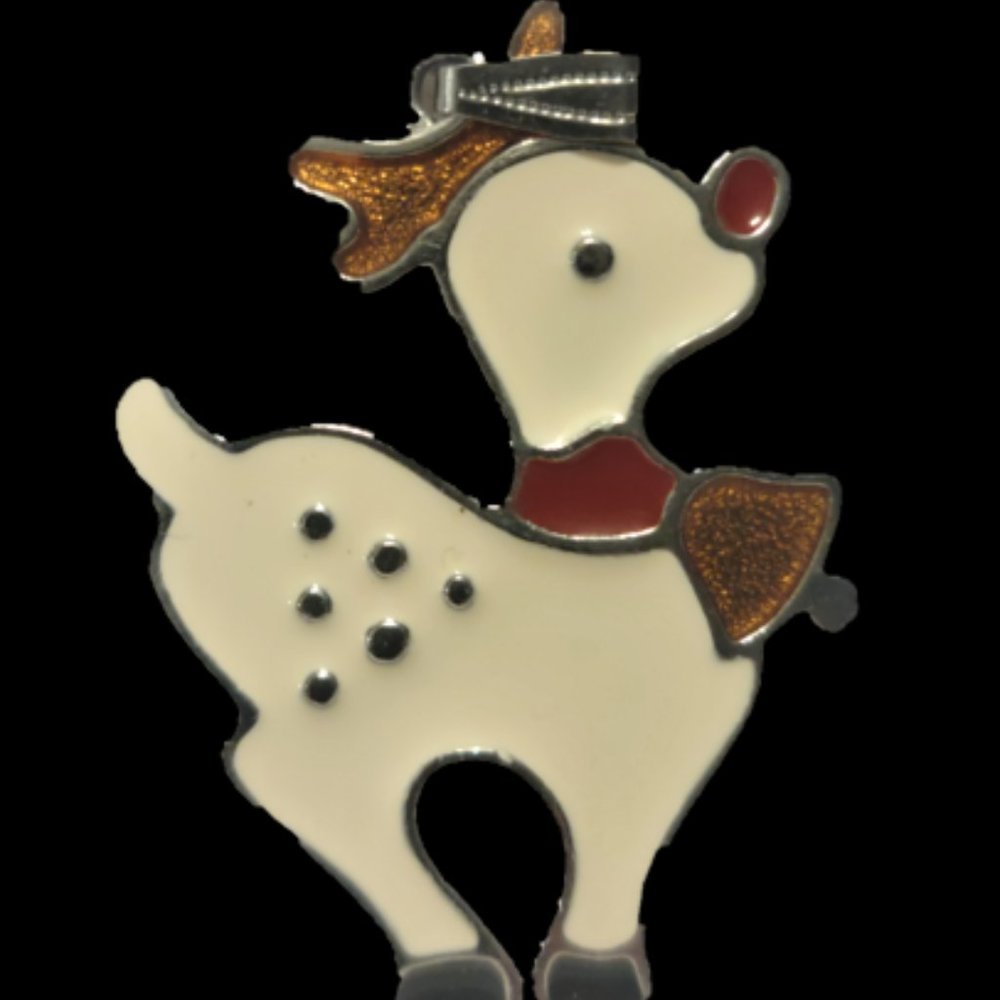 Vintage Enamel Wallace Silversmiths Christmas Cookie Ornament "Reindeer"